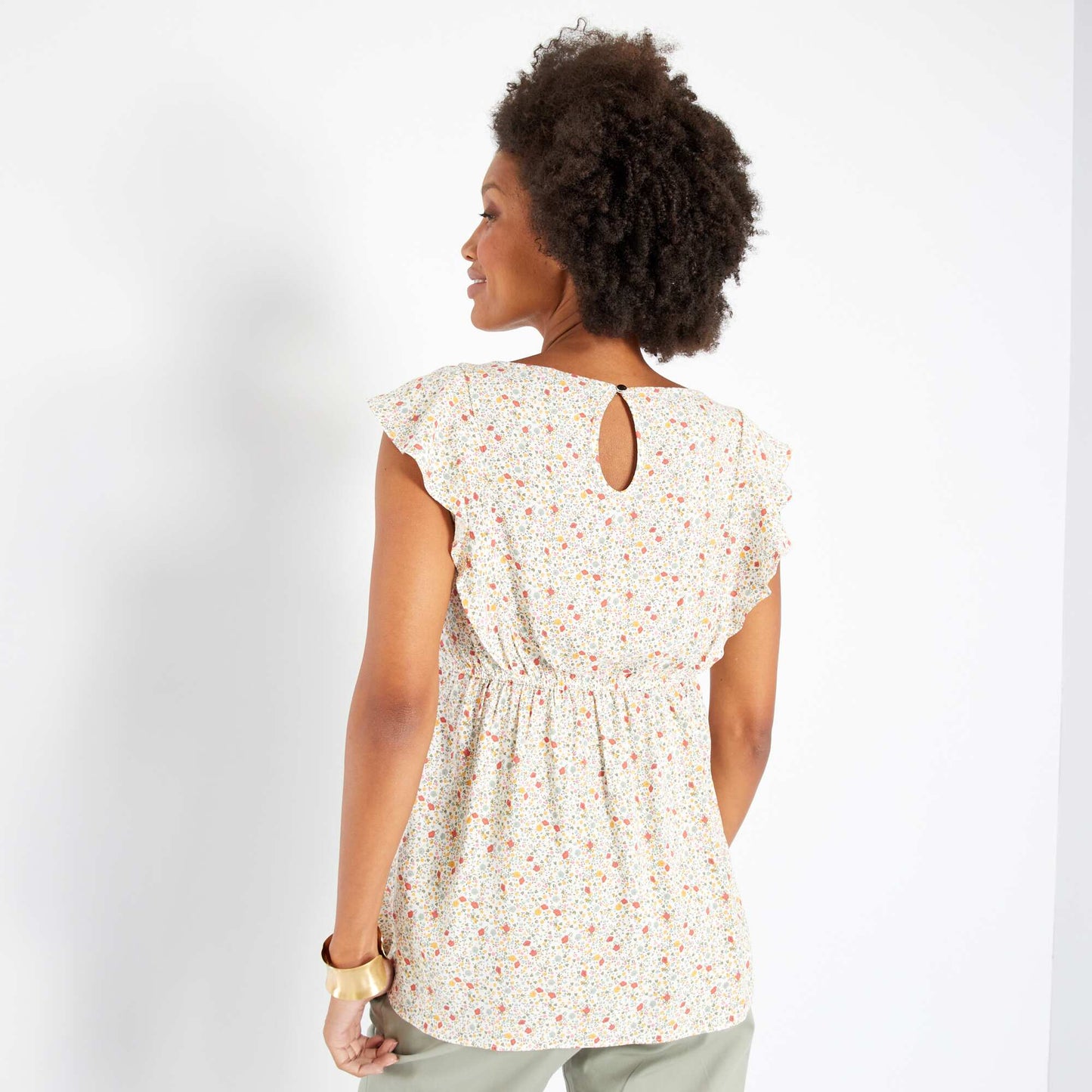 Blouse grossesse 'fleurie' col rond Blanc fleuri