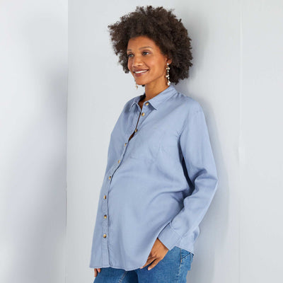 Chemise grossesse fluide et l g re bleu stone