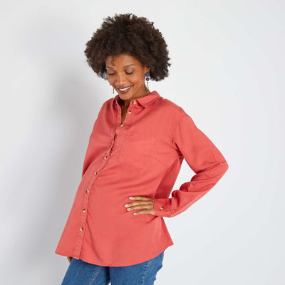 Chemise grossesse fluide et l g re rouge poudr