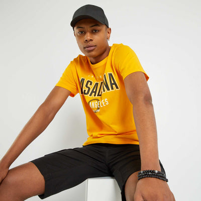 T-shirt manches courtes avec imprim Jaune