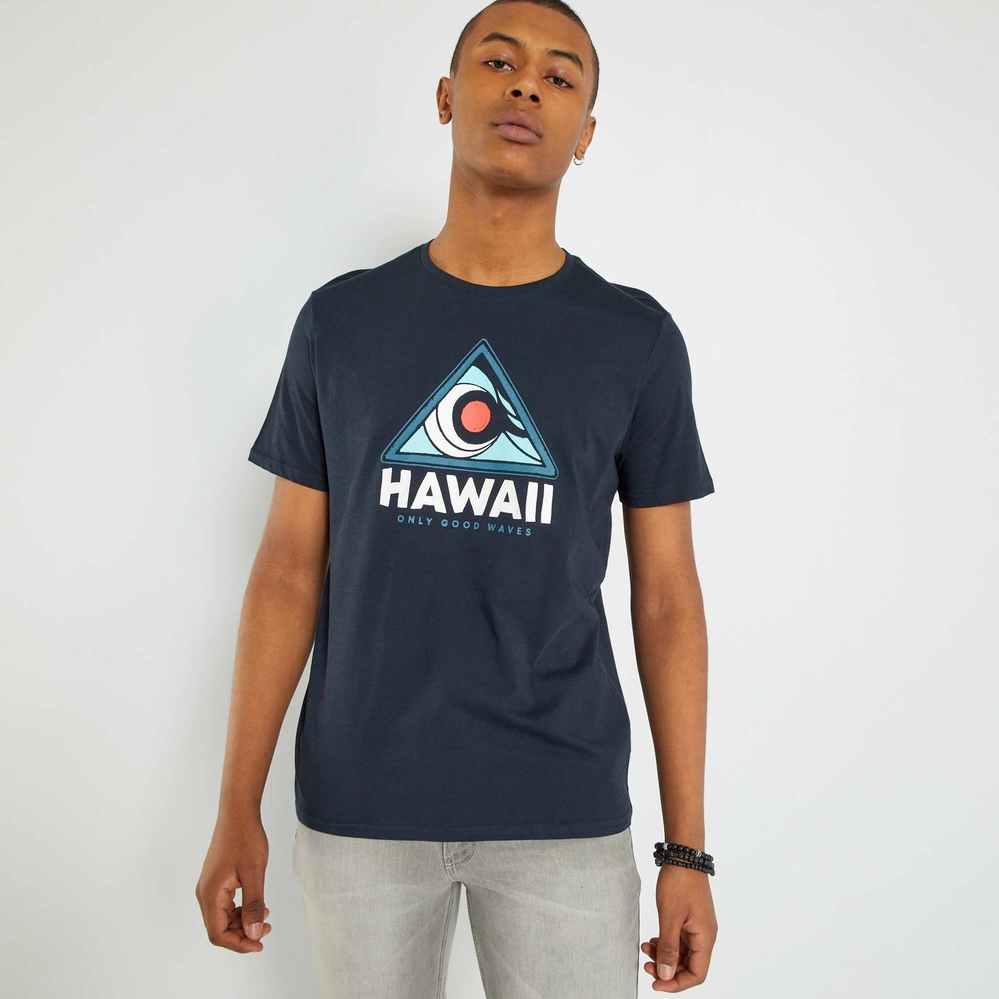 T-shirt manches courtes avec imprim Bleu