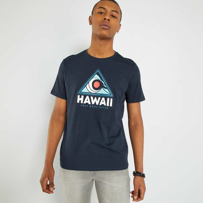 T-shirt manches courtes avec imprim Bleu