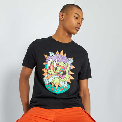 Tee-shirt imprim style monster Noir