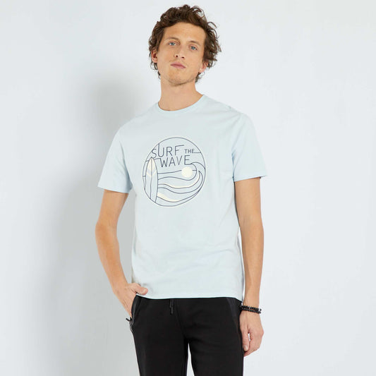 T-shirt en jersey avec imprim Bleu ciel 'surf'