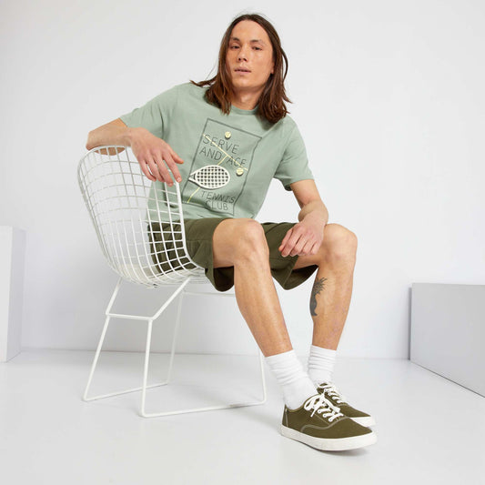 T-shirt en jersey avec imprim Vert 'tennis'