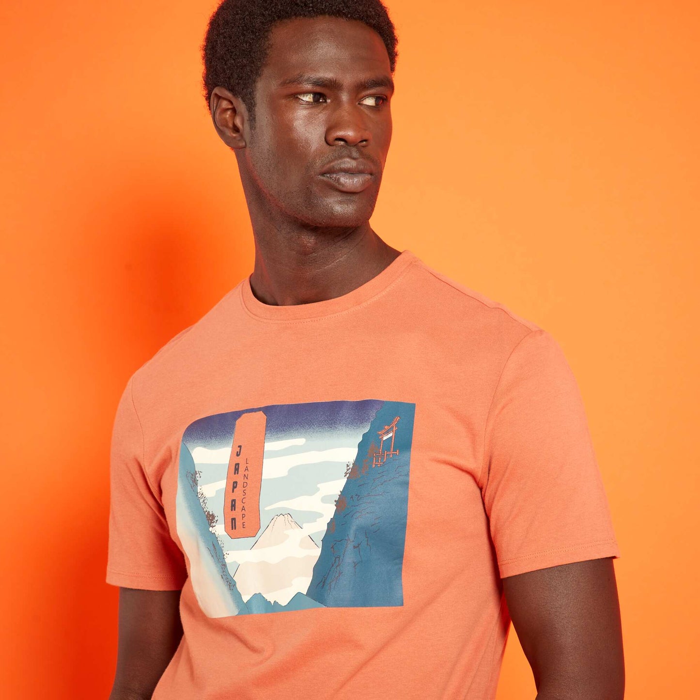 T-shirt en jersey avec imprim  Orange 'Japan'
