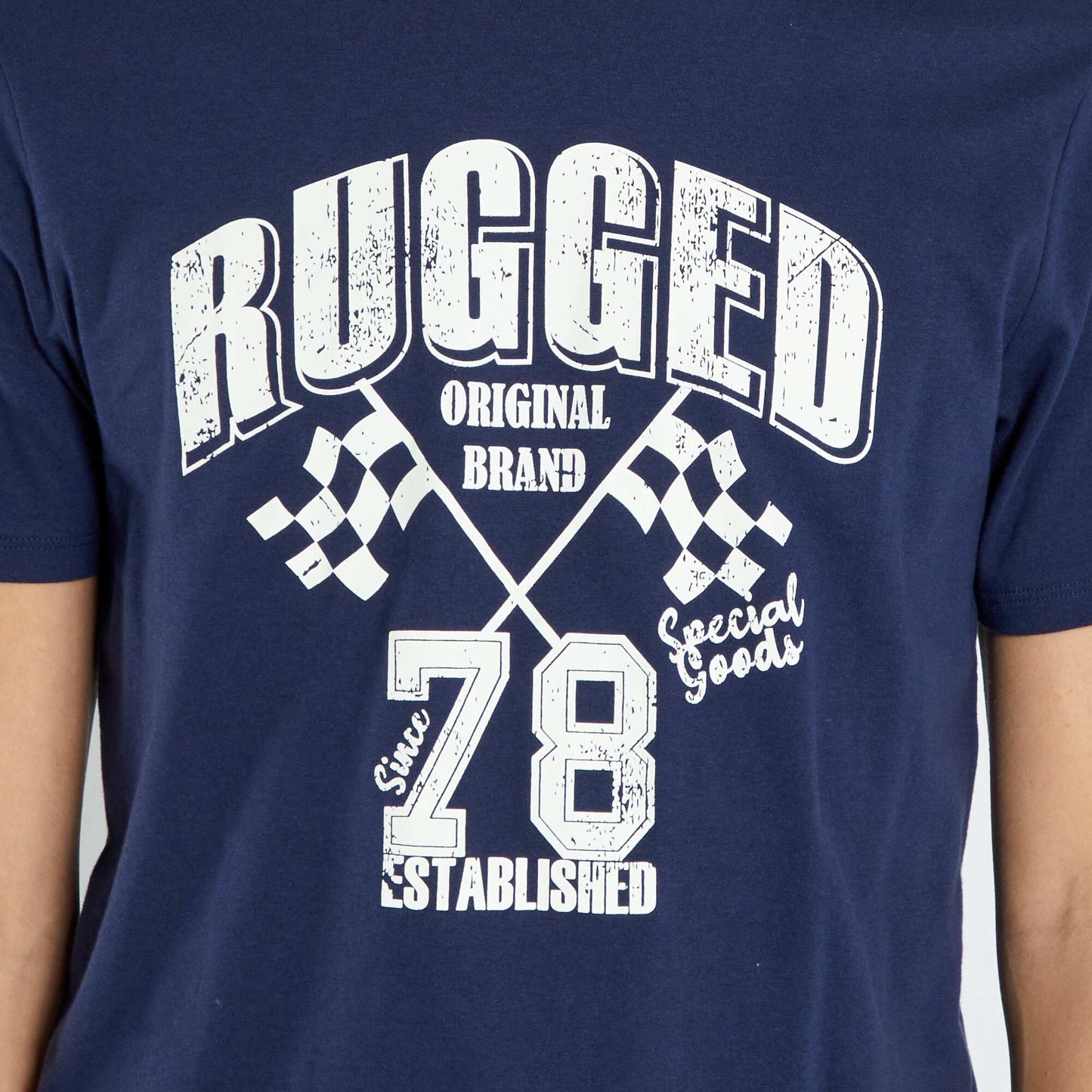 T-shirt en jersey avec imprim Bleu marine 'rugged'