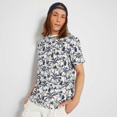 T-shirt en jersey avec imprim Blanc 'palmiers'