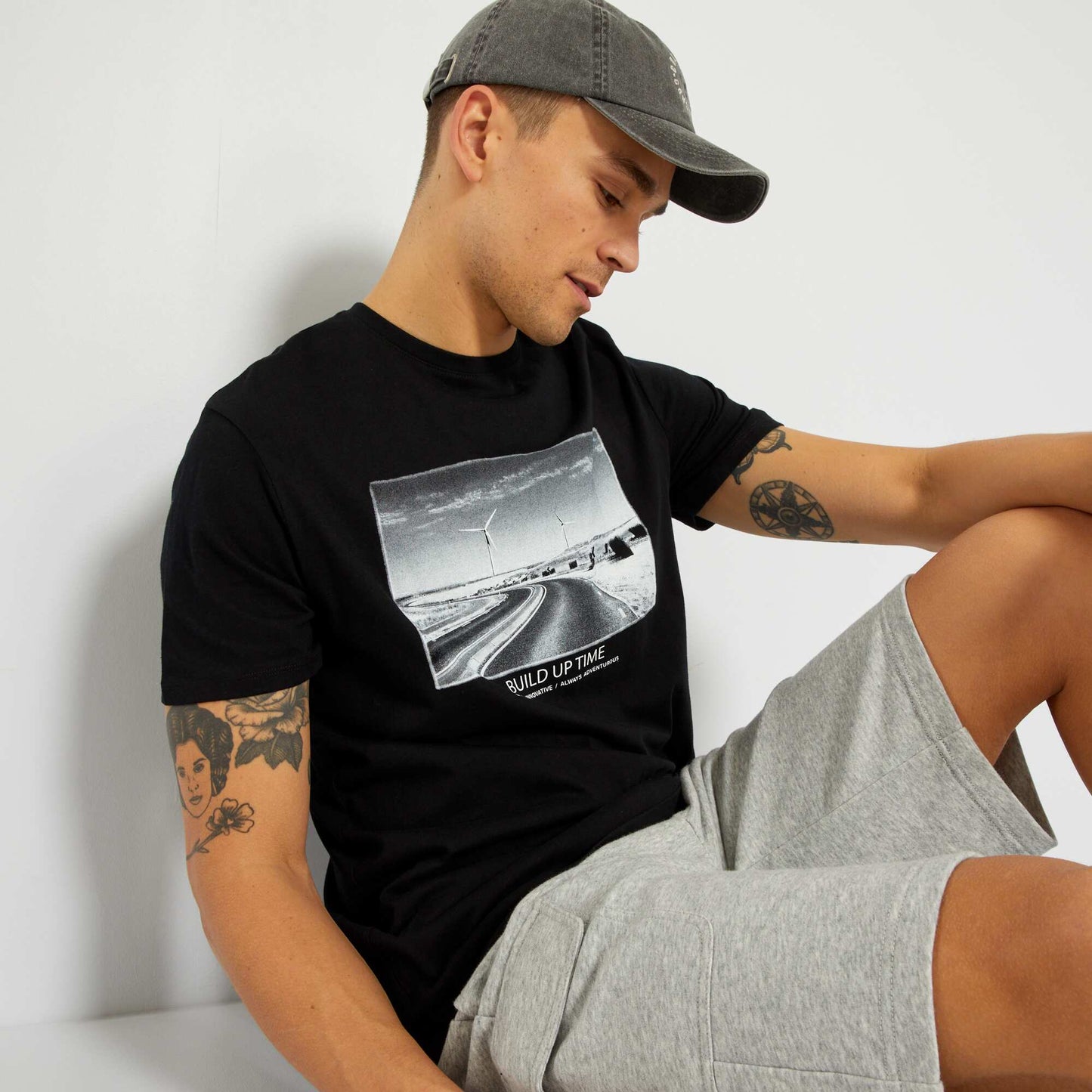 T-shirt en jersey avec imprim Noir ' olienne'