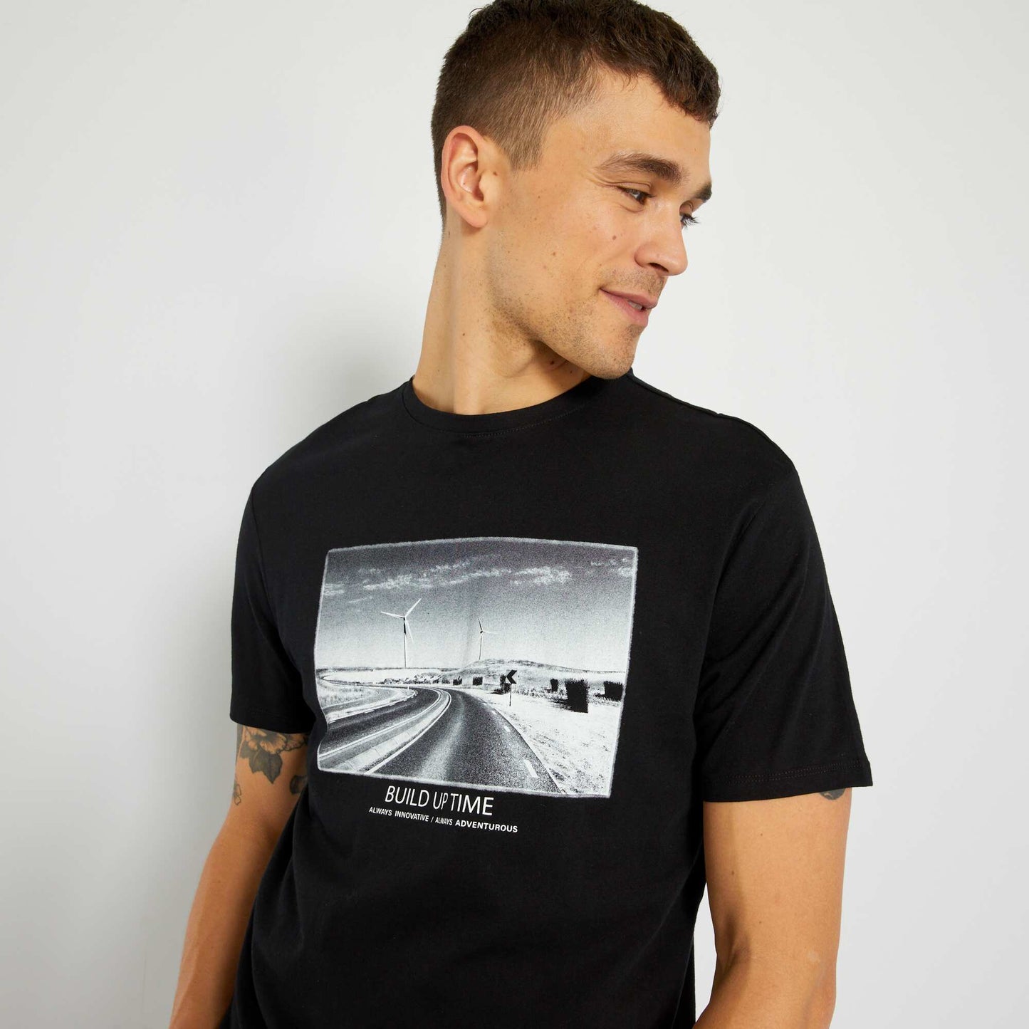 T-shirt en jersey avec imprim Noir ' olienne'