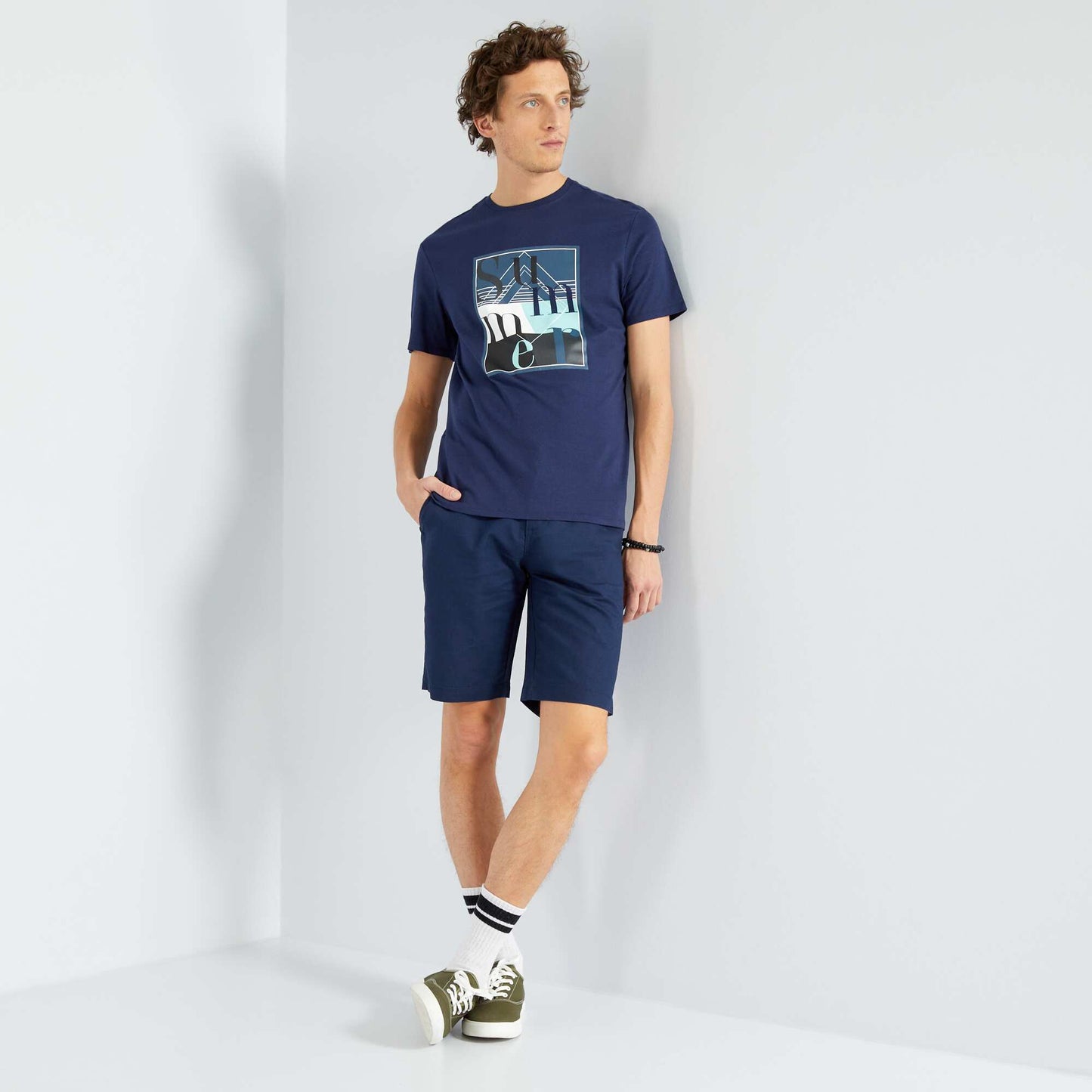 T-shirt en jersey avec imprim Bleu 'summer'