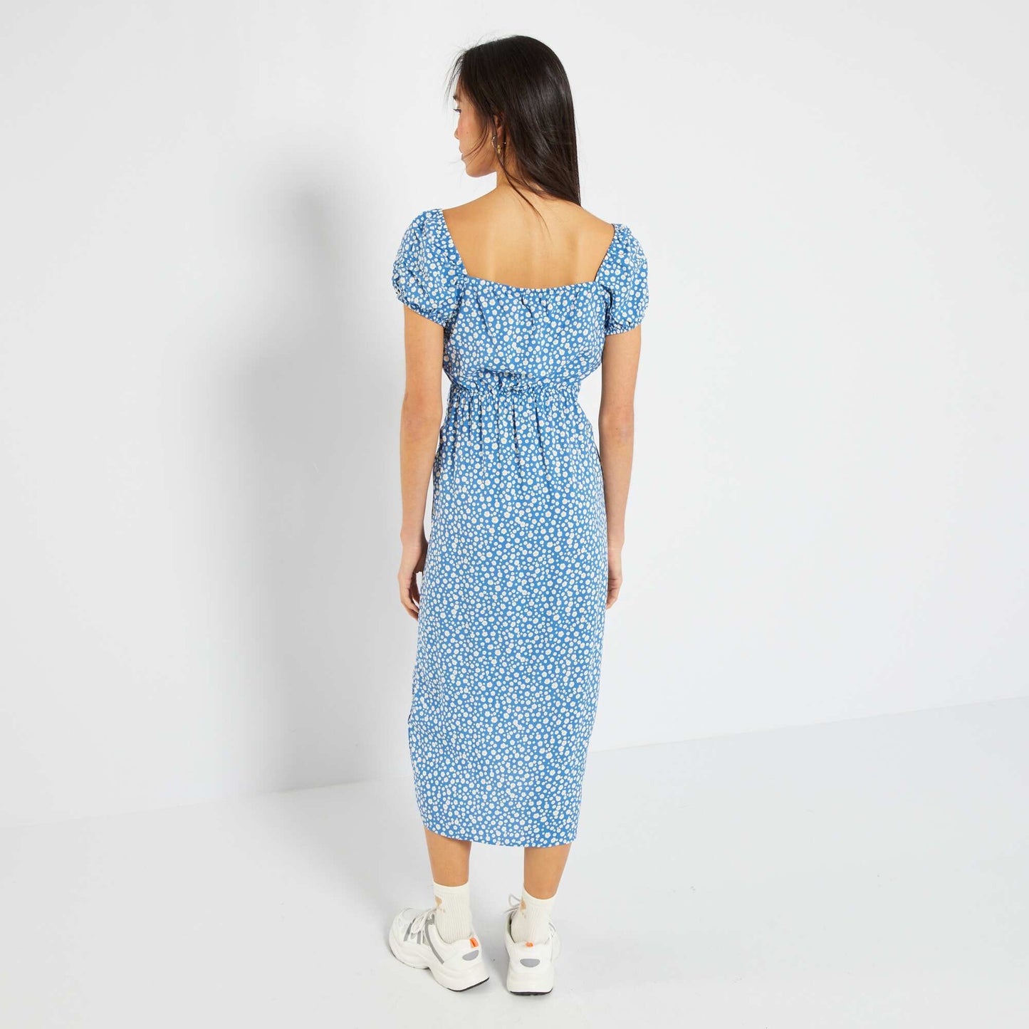 Robe longue avec imprim floral Bleu