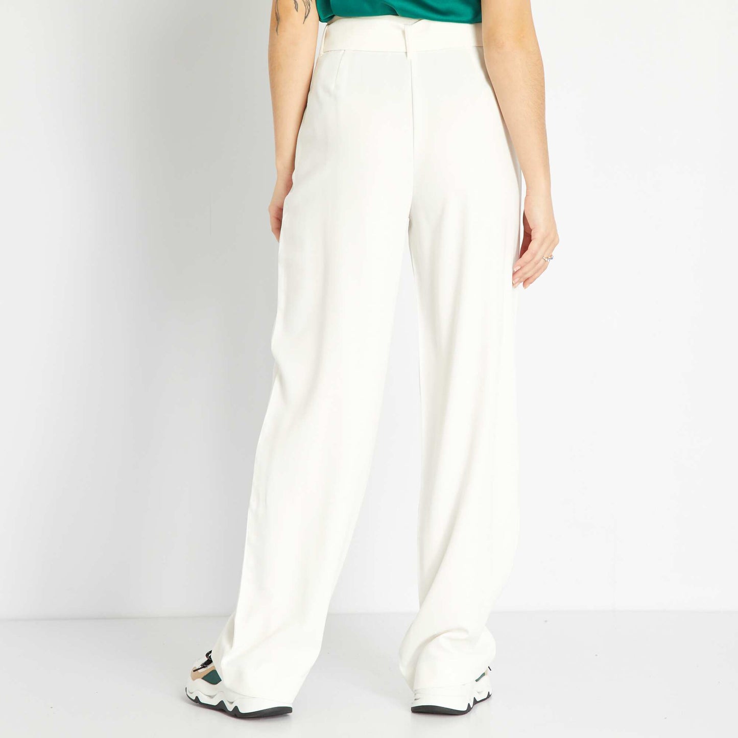 Pantalon large avec ceinture assorti Blanc