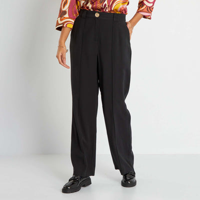 Pantalon large en twill uni noir