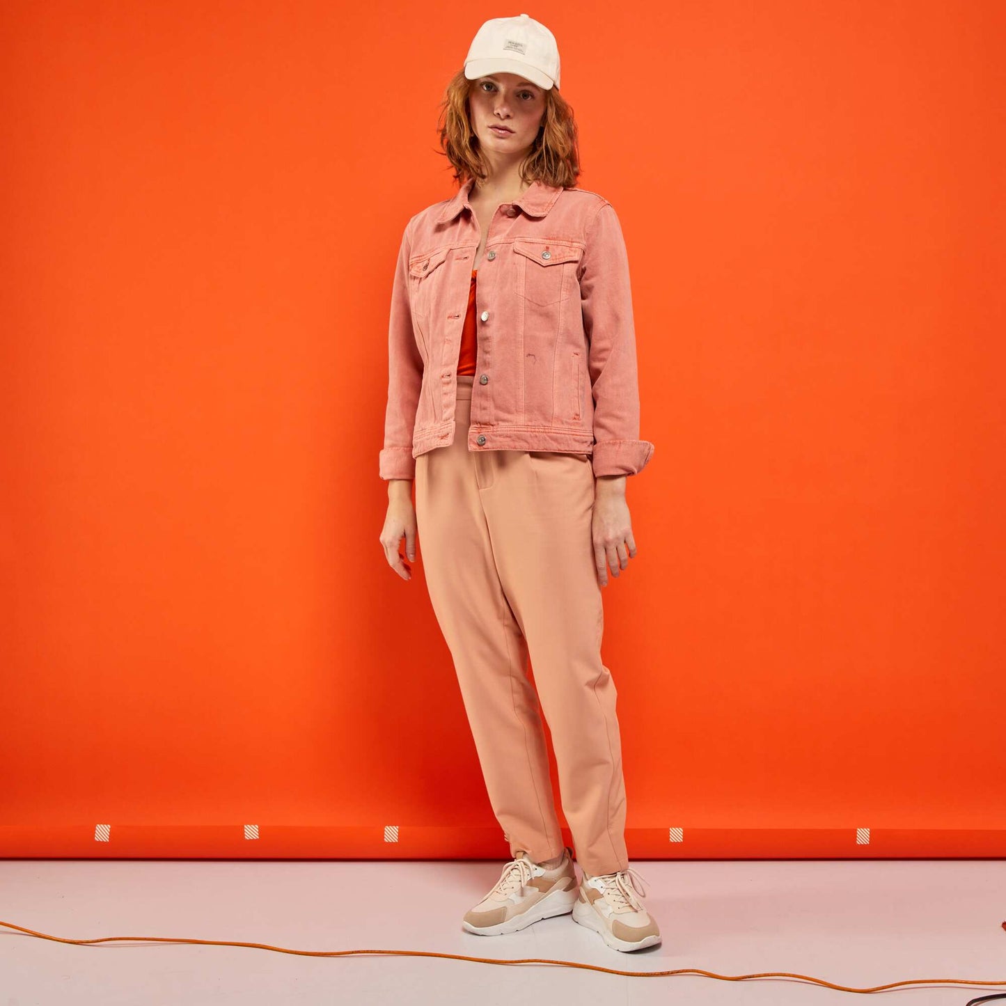 Pantalon chino avec taille lastiqu e Orange