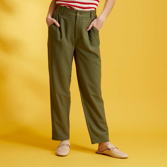 Pantalon chino avec taille lastiqu e Kaki