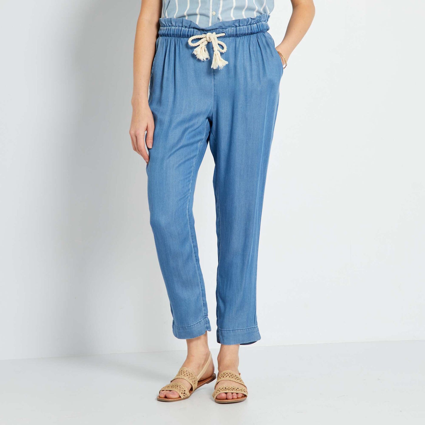 Pantalon jogger taille haute Bleu