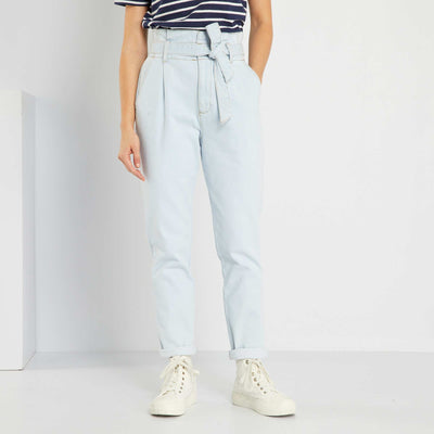 Jean paperbag avec ceinture Bleu