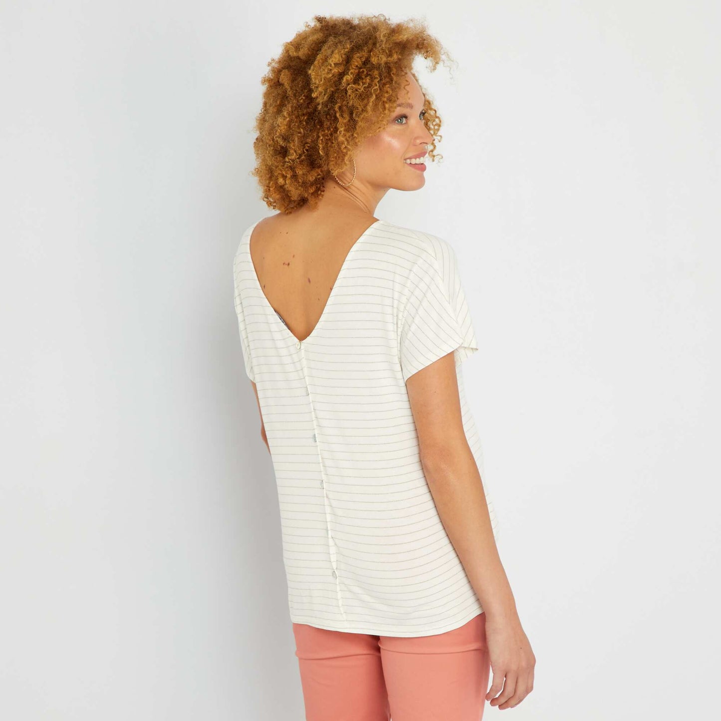 T-shirt grossesse en jersey avec rayures blanc