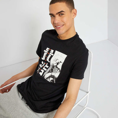 T-shirt imprim en coton Noir