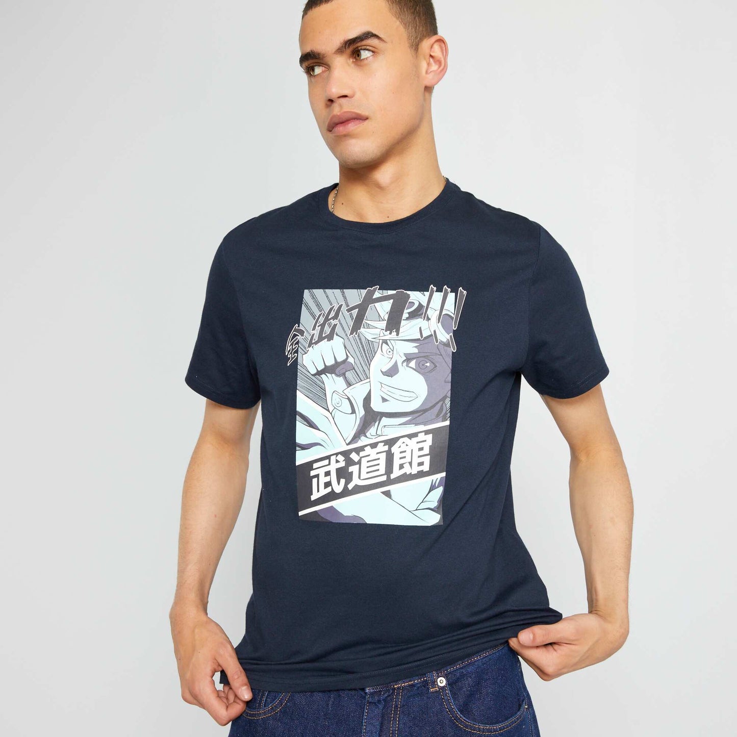 T-shirt imprim en coton Bleu