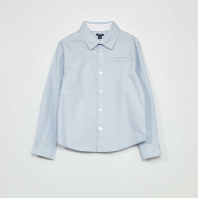 Chemise droite unie bleu gris