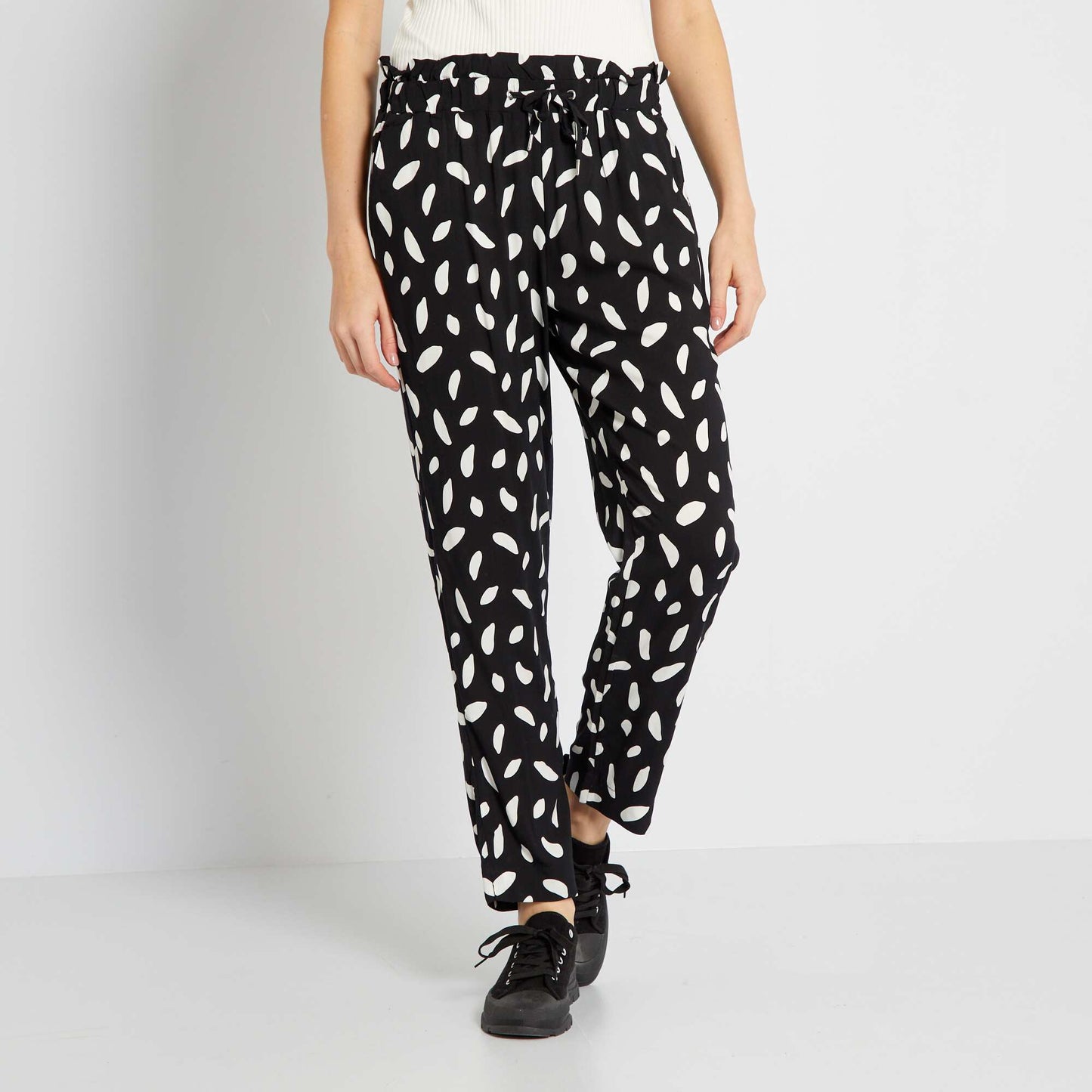 Pantalon fluide avec imprim Noir