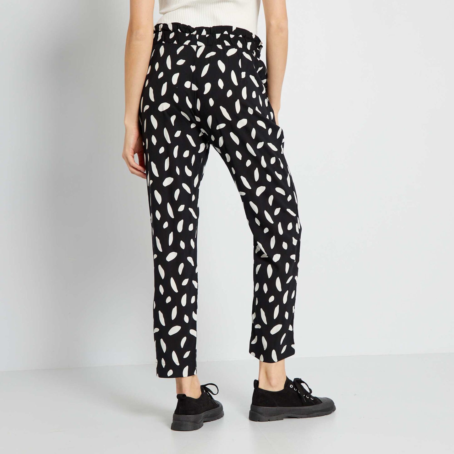 Pantalon fluide avec imprim Noir