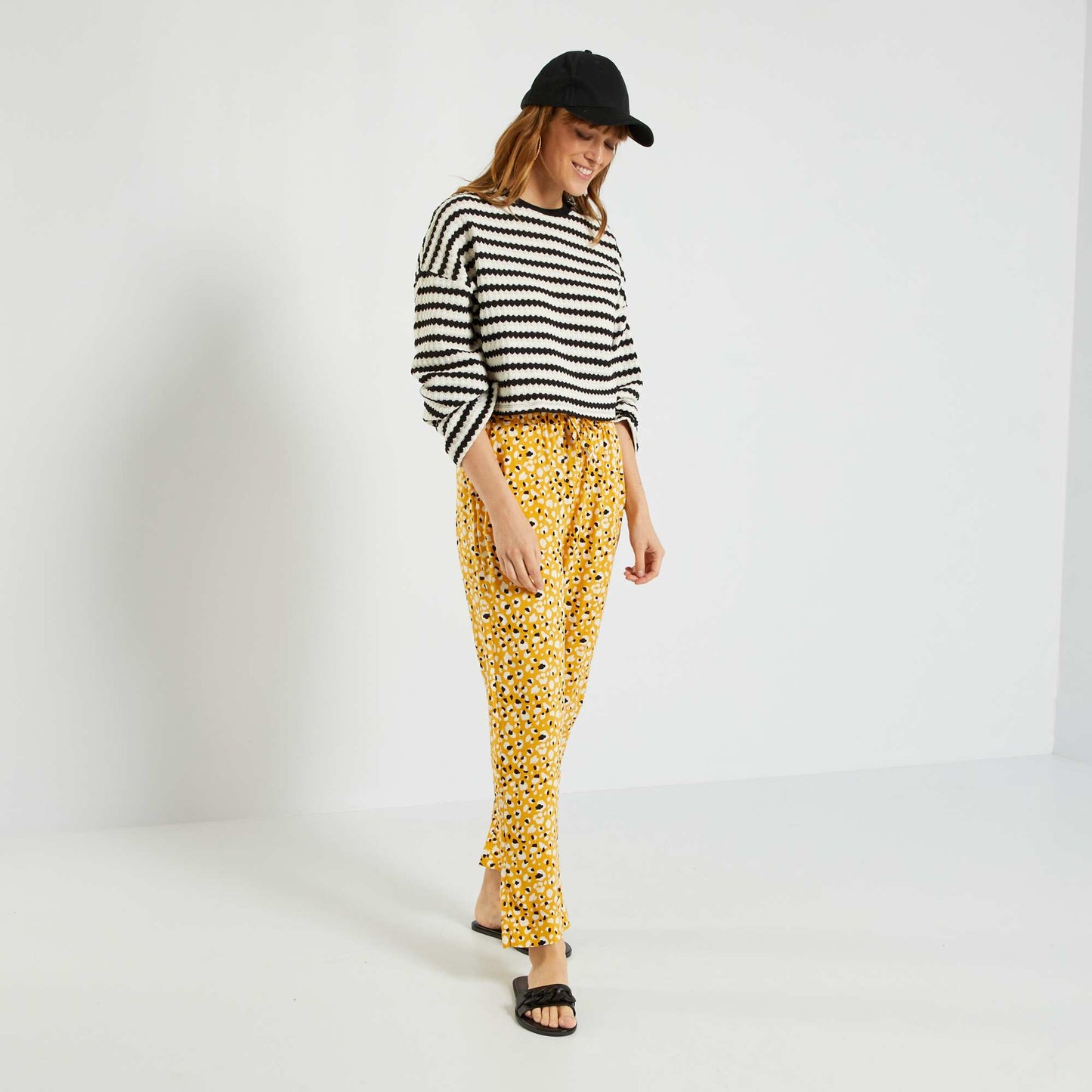 Pantalon fluide avec imprim Jaune