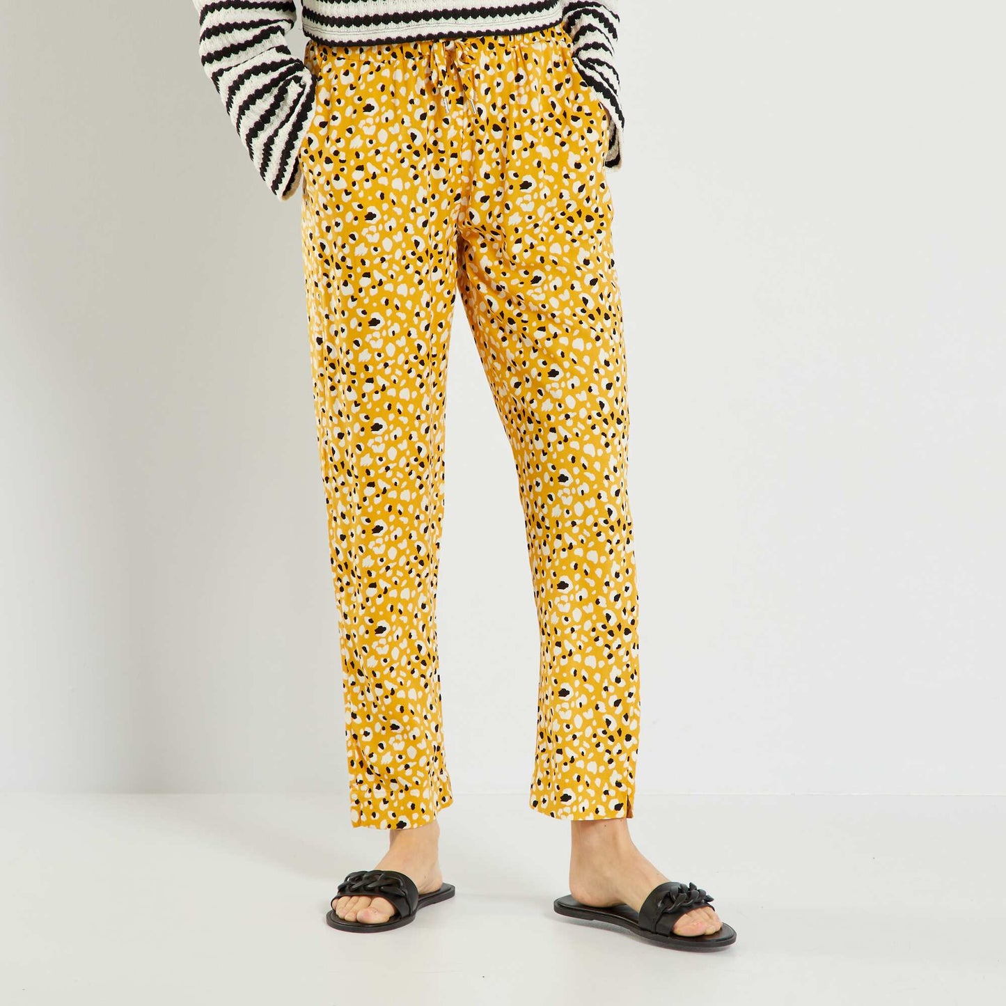 Pantalon fluide avec imprim Jaune