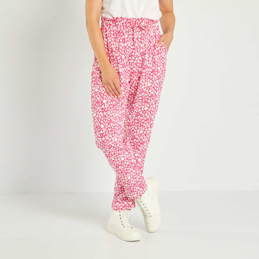 Pantalon fluide avec imprim Rose