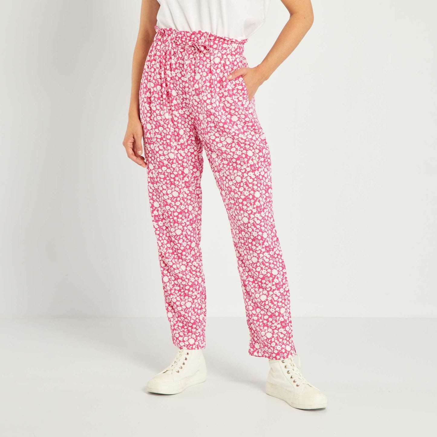 Pantalon fluide avec imprim Rose