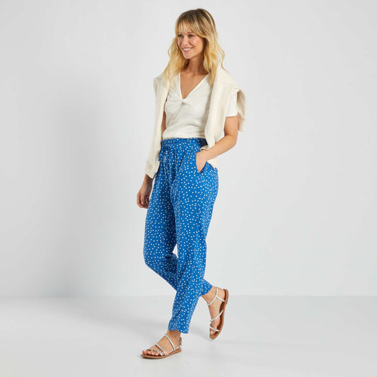 Pantalon fluide avec imprim Bleu