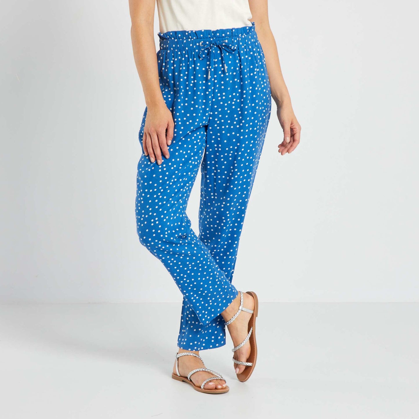 Pantalon fluide avec imprim Bleu