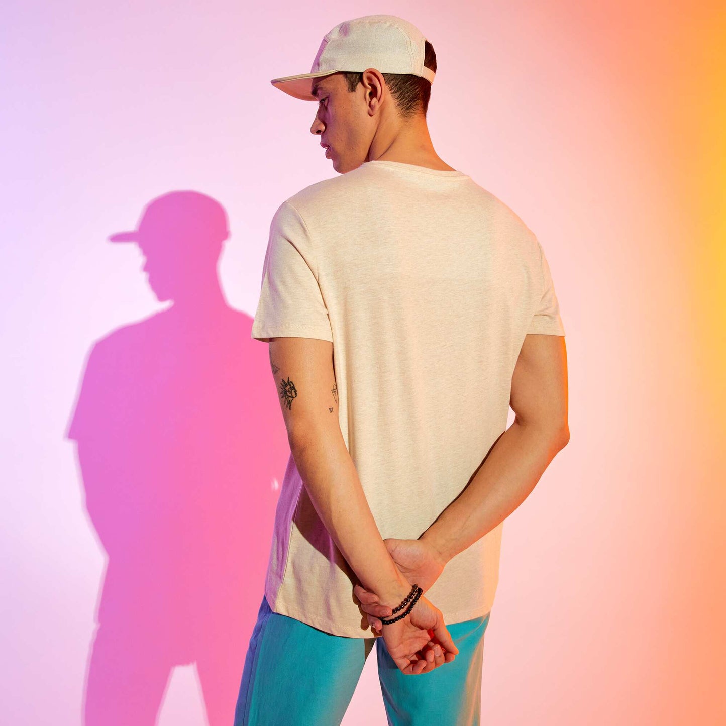 T-shirt en jersey avec print Beige