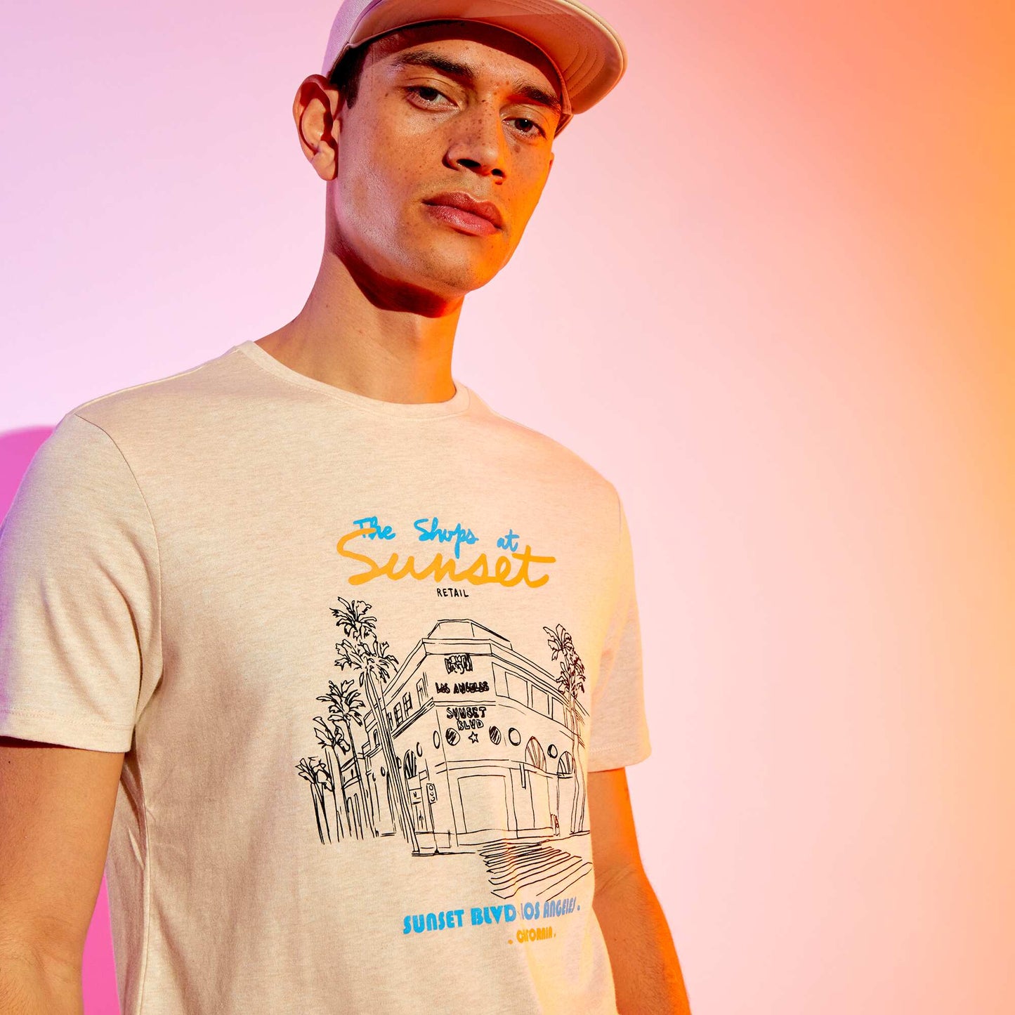 T-shirt en jersey avec print Beige