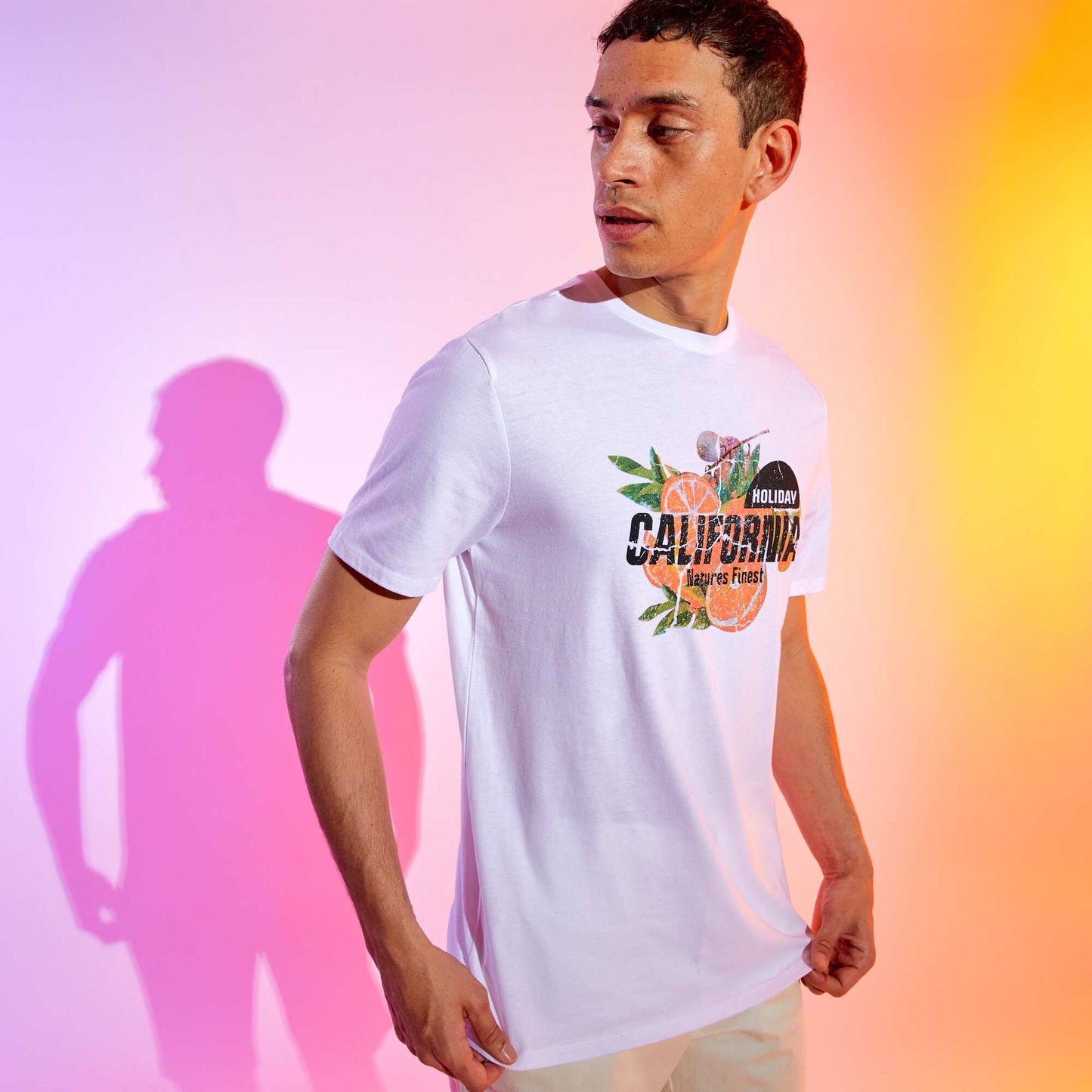 T-shirt en jersey avec print Blanc 'Californie'