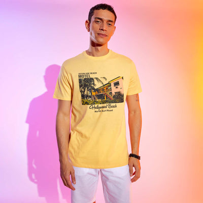 T-shirt en jersey avec print Jaune