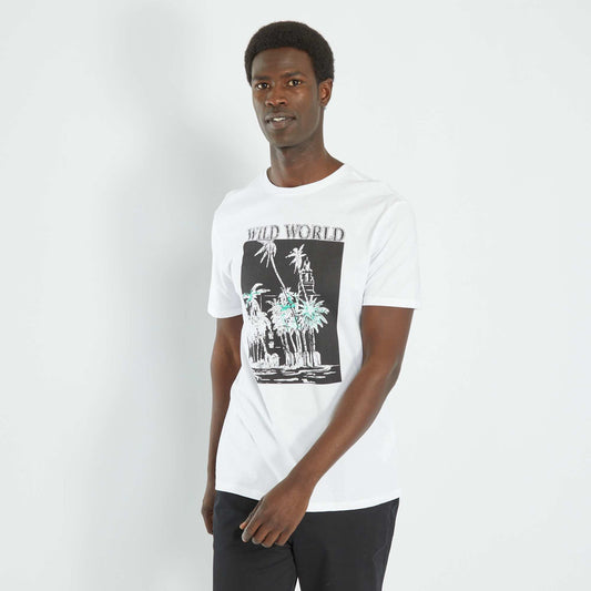 T-shirt en jersey avec print Blanc