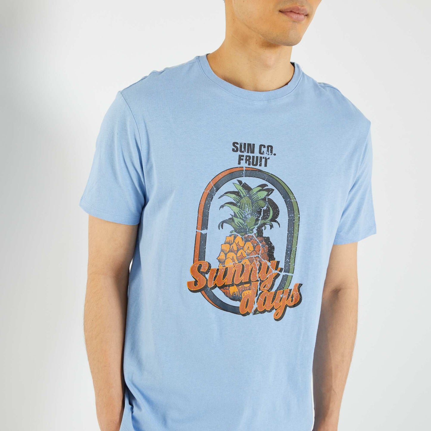 T-shirt en jersey avec print Bleu ciel 'fruit'