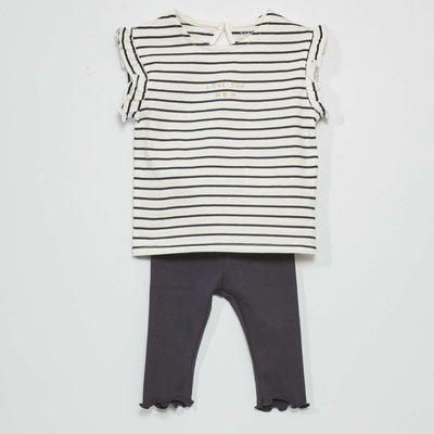 T-shirt en jersey + legging - 2 pi ces Bleu/blanc