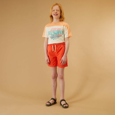 Bermuda droit uni rouge corail