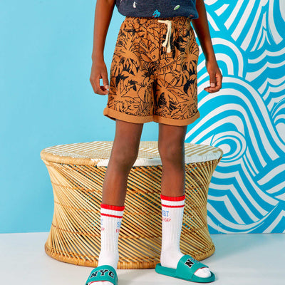 Bermuda droit avec imprim Marron