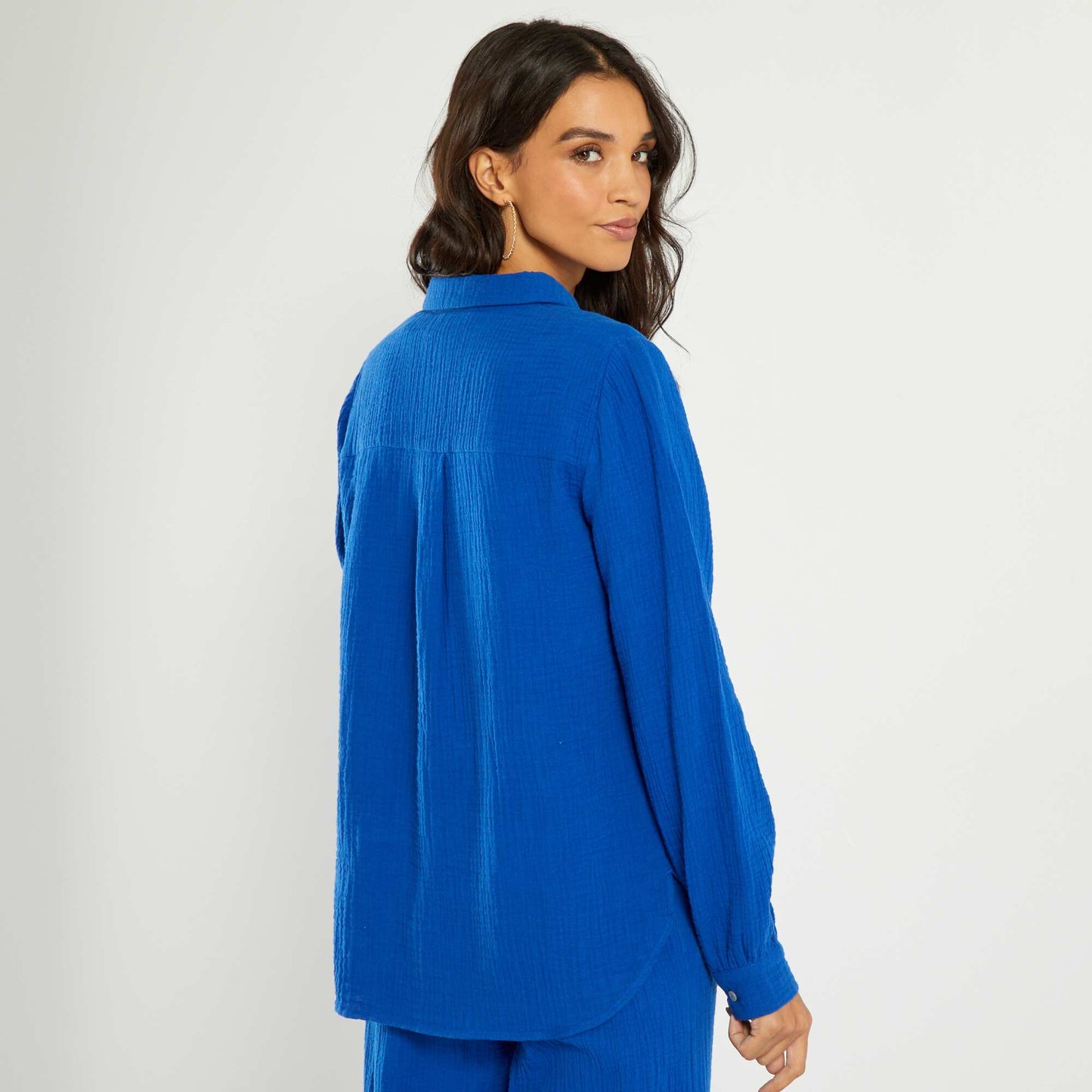 Chemise en gaze de coton Bleu