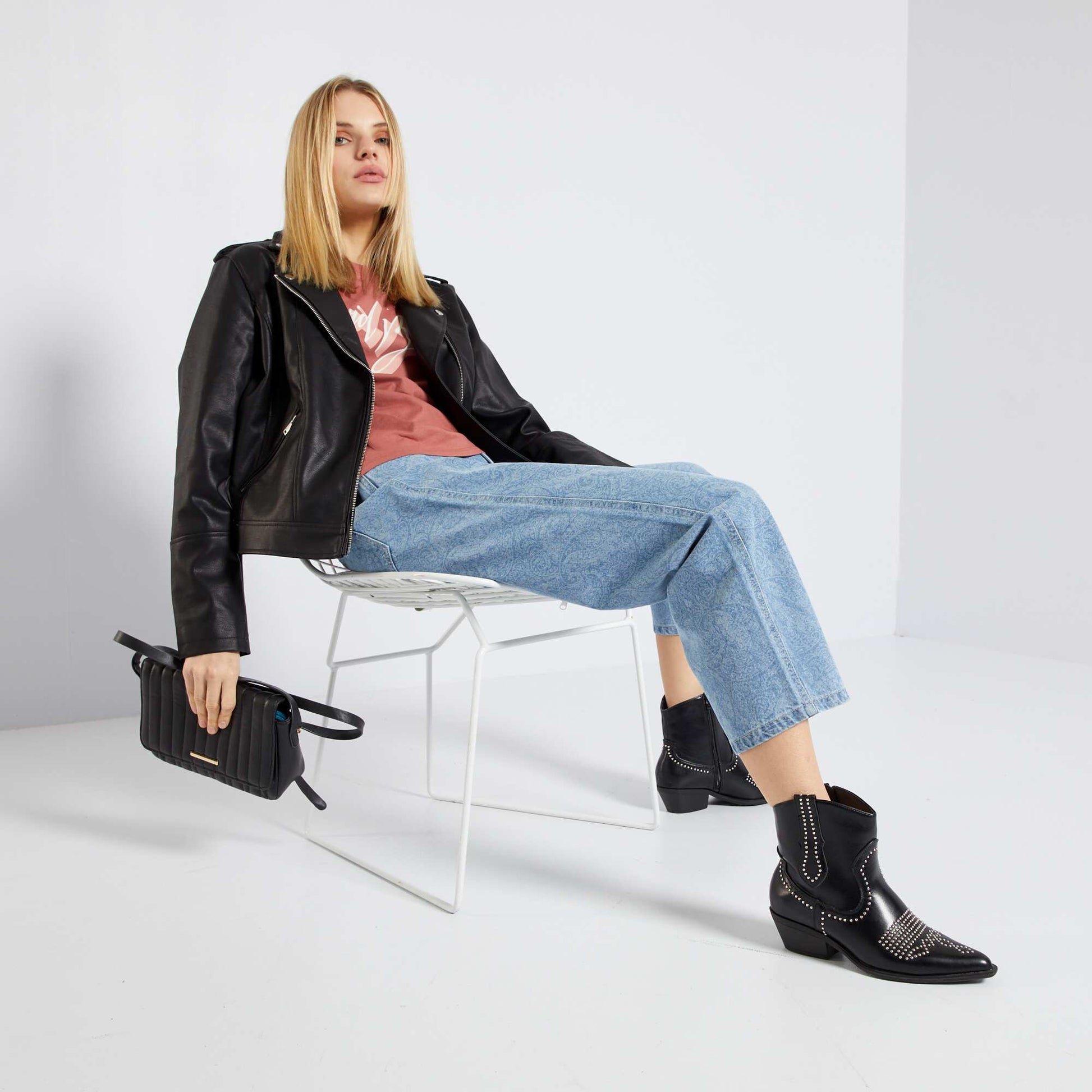 Blouson en simili uni noir
