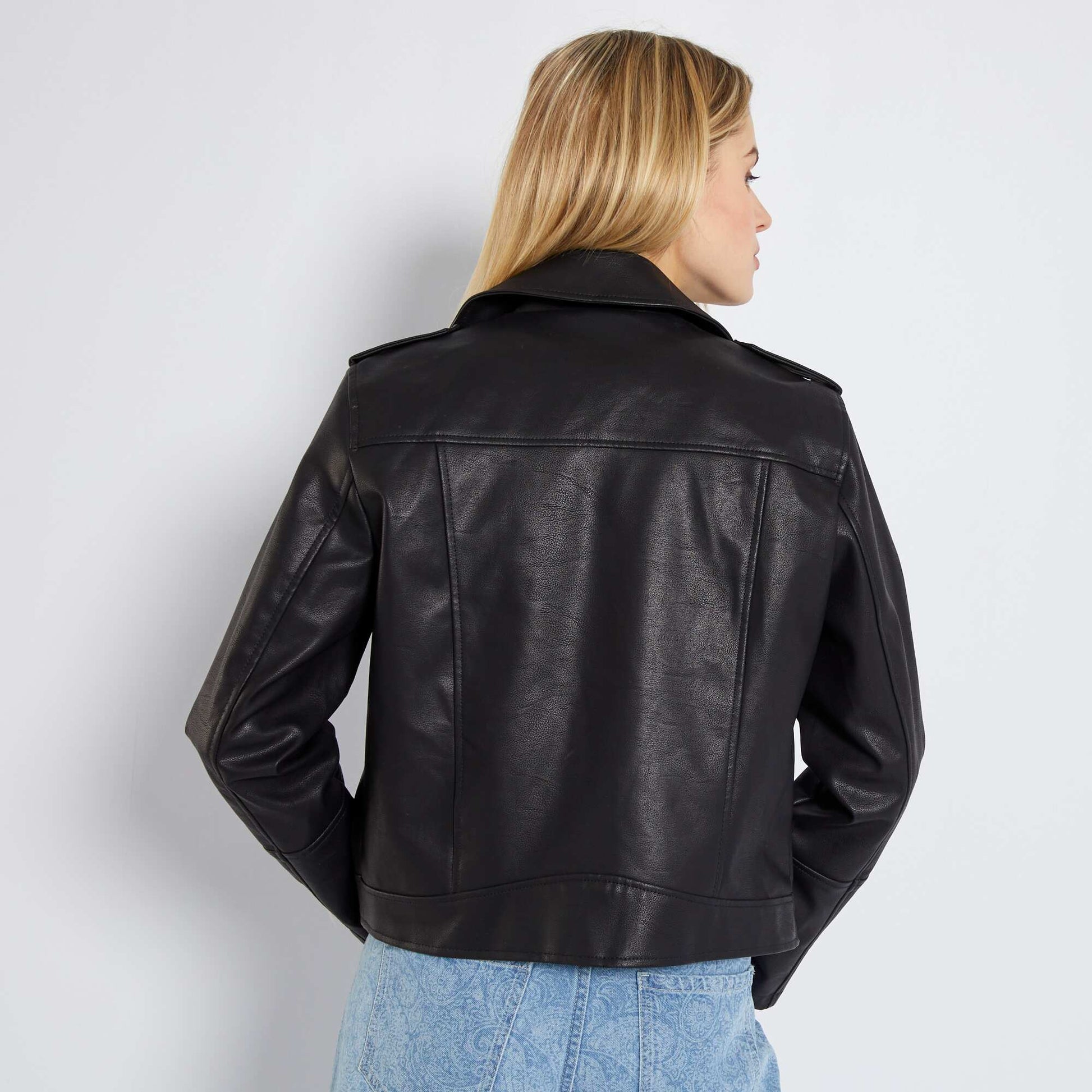 Blouson en simili uni noir