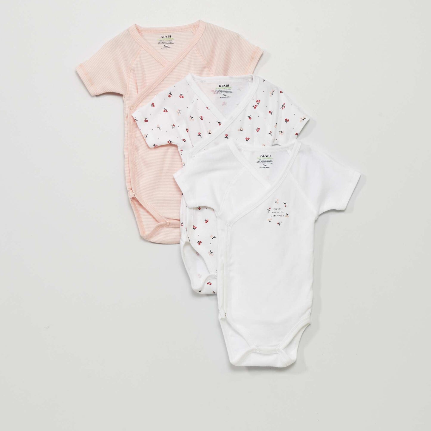 Lot de 3 bodies en coton Blanc/rouge