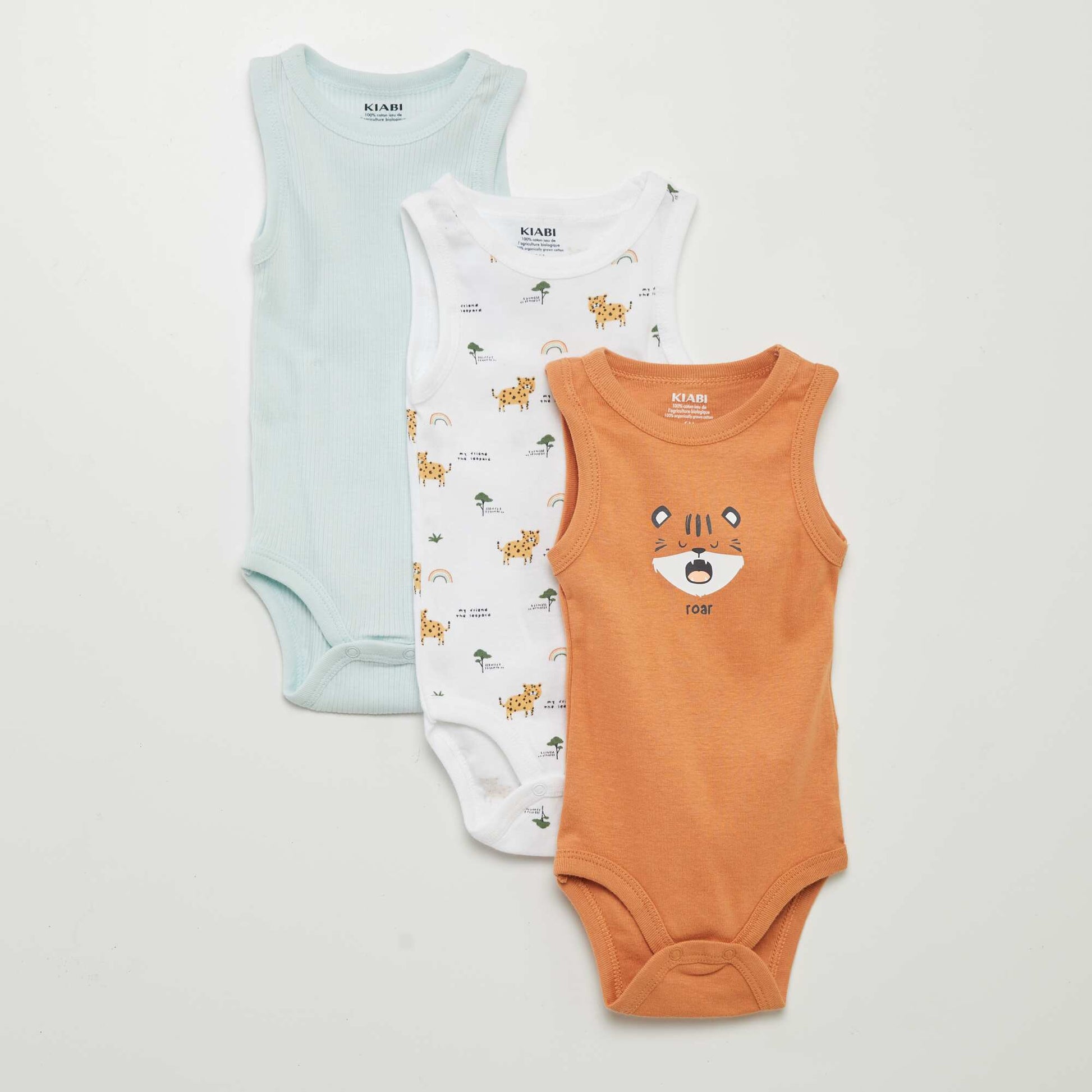 Lot 3 bodies sans manches imprimés Blanc