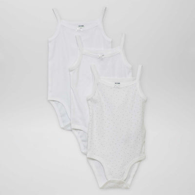 Lot de 3 bodies fines bretelles Blanc