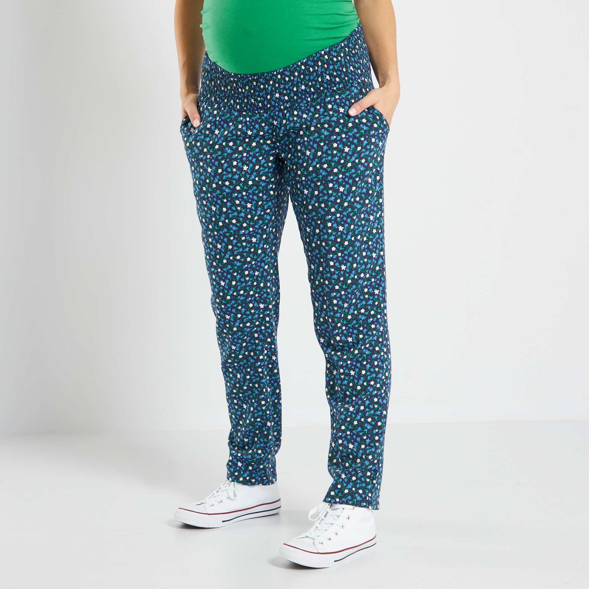 Pantalon grossesse fluide et l ger Bleu - Main Image